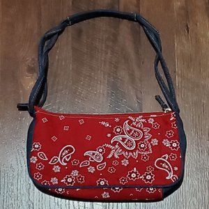 Cute Red Bandana Purse/Makeup Bag W/ Blue Denim